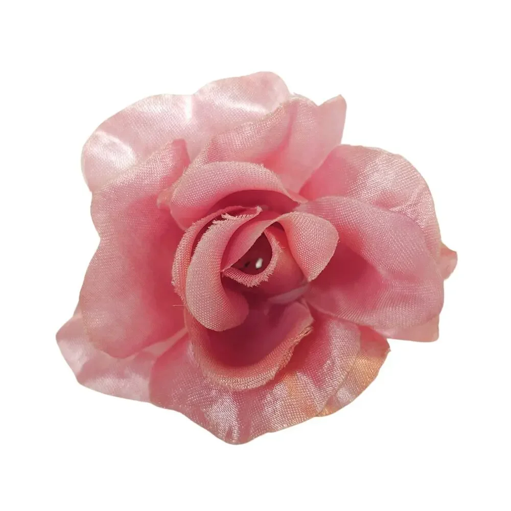 25 Pink Satin Rose Heads Stemless Wedding Floral Craft DIY 2.5in Flowers